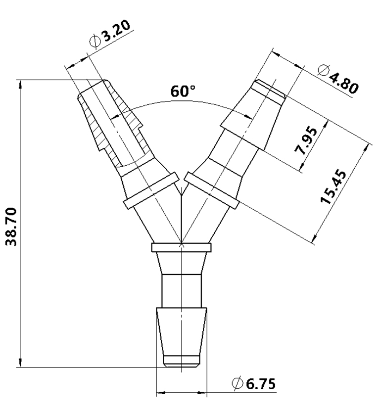 4.8mm（3/16）Y型塑料三通