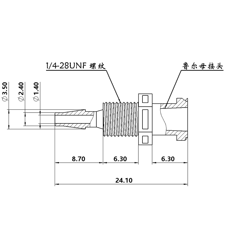 2.4mm（3/32）穿板鲁尔母接头