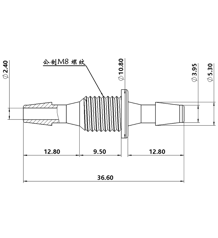 3.9mm（5/32）穿板直通接头