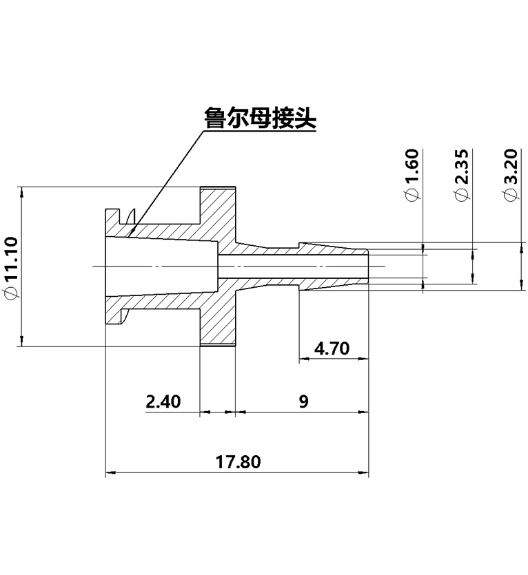 2.4mm（3/32英寸）鲁尔母接头